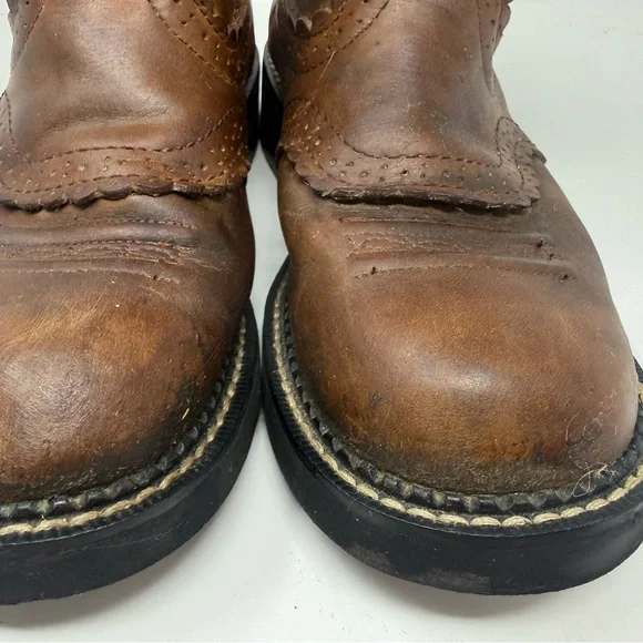 Ariat Fatbaby Saddle Cowboy Boots 7.5B Brown Cowgirl Western Rodeo Pull On - Picture 3 of 11